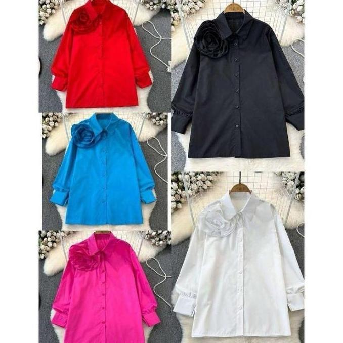 DE170 >> KEMEJA WANITA BUNGA KATUN JEPANG PREMIUM