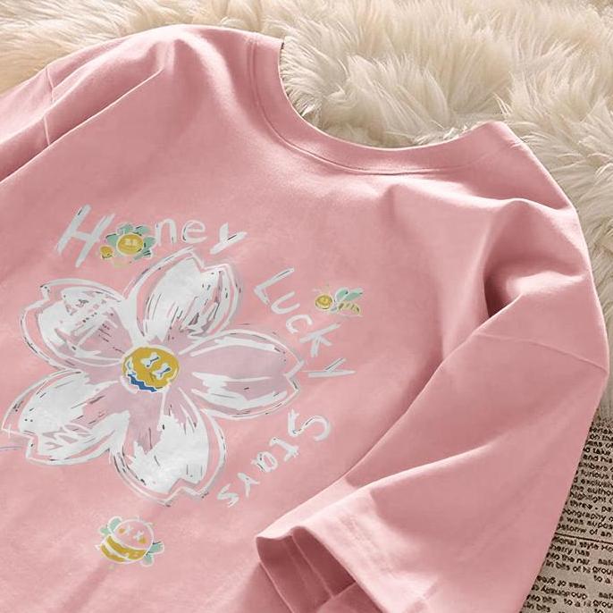 DR166 - seoulprint S804 Khaki Hitam Putih Biru Cherry Blossoms Print Pattern Oversize Pria Model Reg