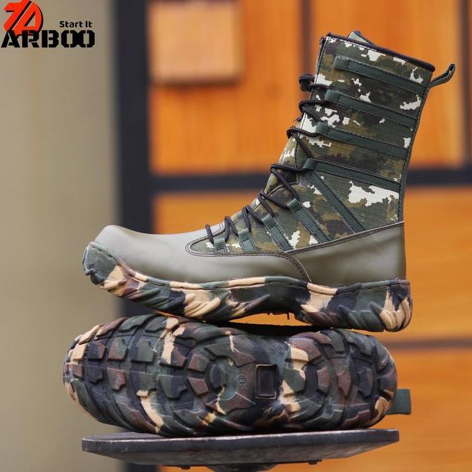 Sepatu Pdl safety TNI loreng kostrad ARBOO bahan kulit asli