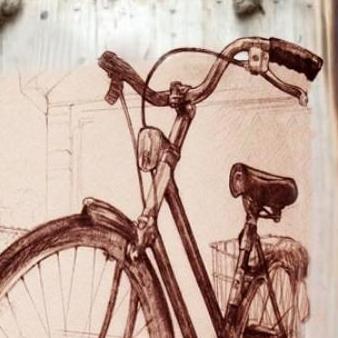 HIASAN DINDING CAFE KAMAR LUKISAN KAYU SEPEDA ONTEL PAJANGAN