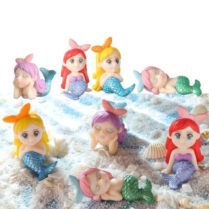 4pcs [1set] miniatur resin topper boneka baby mermaid bayi duyung dekorasi taman cake terrarium akua