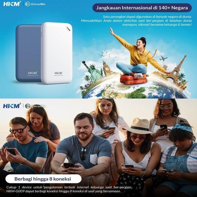 Modem Wifi 4G Glocalme HKM G009 Unlimited World Wide Roaming 6Bln + Indosat 215GB 1th