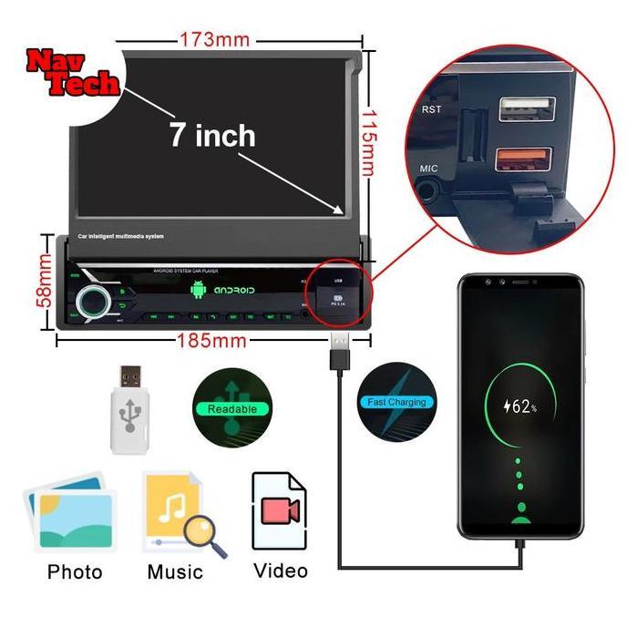 Head unit android 7 inch Single din universal