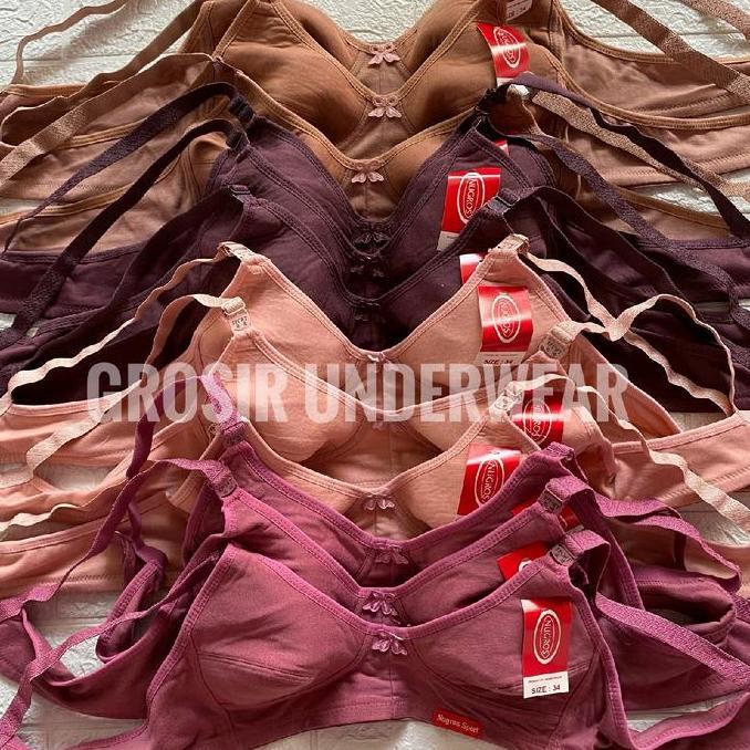12 BH Sport BH Sport Lusinan BH Tanpa Busa Tanpa Kawat Kait 2 dan 3 Warna Random