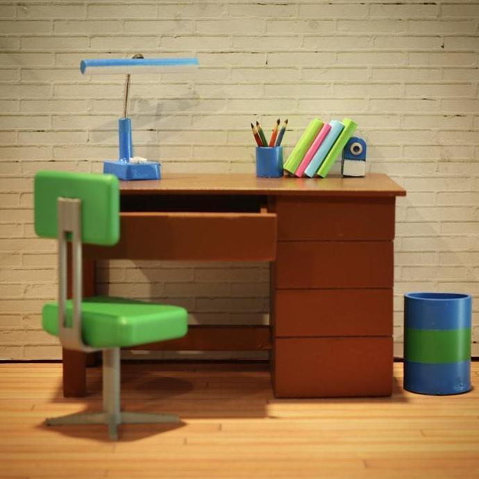 Miniatur 1/12 Meja Belajar Nobita SHF Figma Mafex Doraemon kitbash