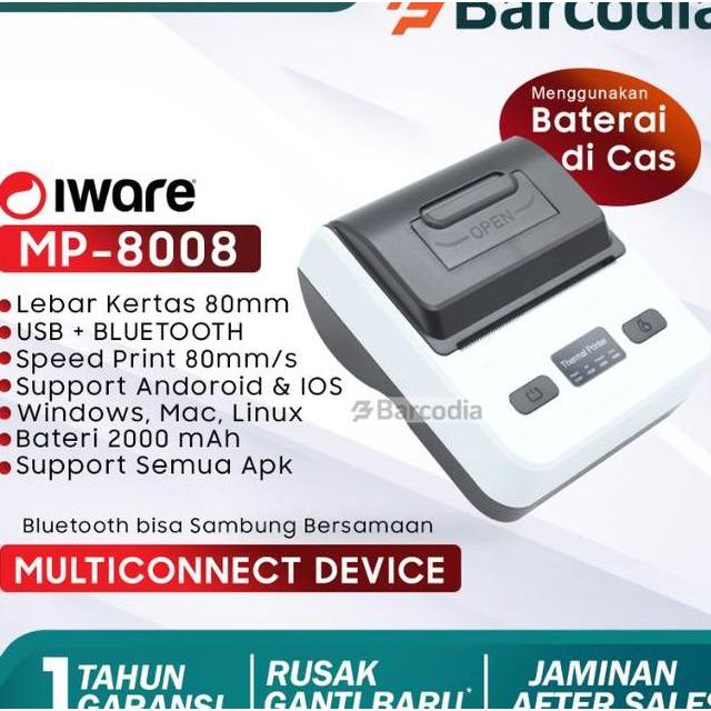 Mobile Printer Bluetooth Iware Mp80 Portable Printer Bluetooth 80Mm