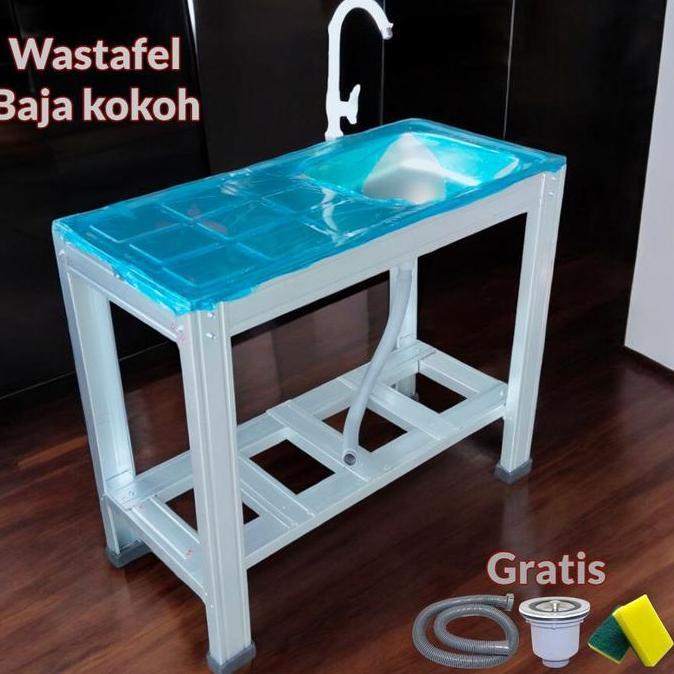 Zifarah1- Rak Wastafel Cuci Piring Portable 75 CM Kokoh Kuat Meja Cuci Piring Minimalis