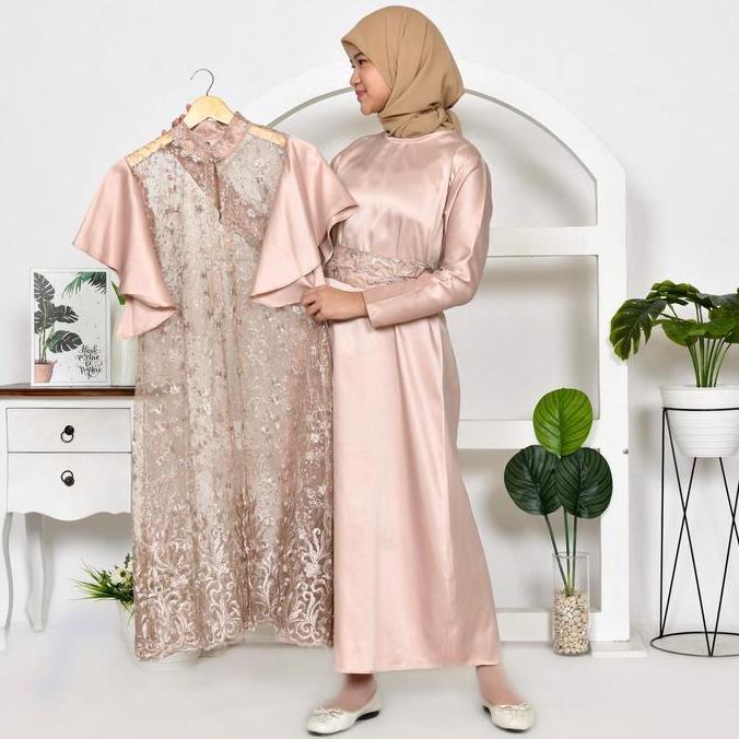 (FASHION) 2IN1 GEORGINA ANAK DRESS INNER + OUTER BRUKAT TILLE PREMIUM / FREE BELT / SET GAMIS MAXI D