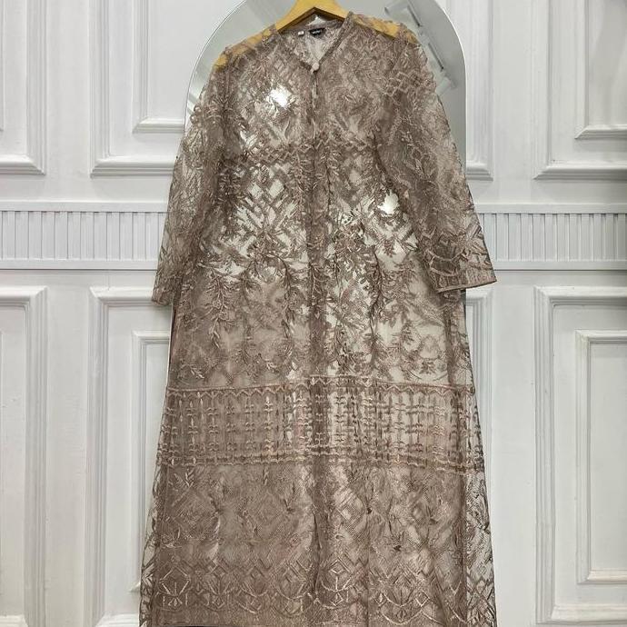 GAIA Long Outer Brokat Tile Sapto Etnik Wanita kondangan Mewah Cardigan Panjang Muslim Kardigan Katu