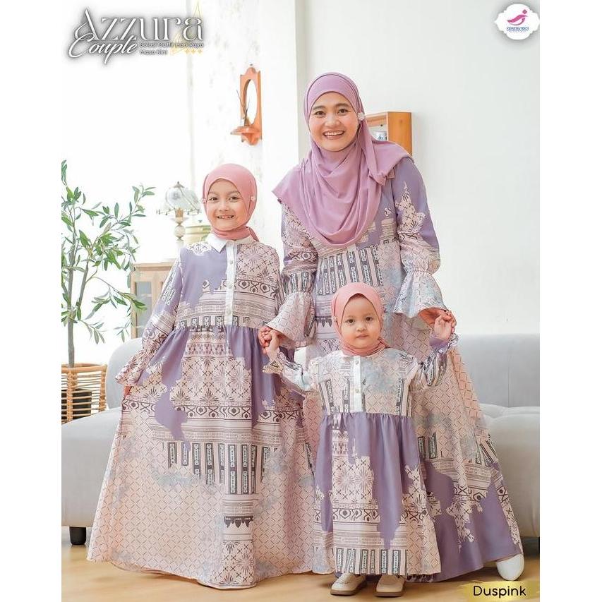 Azura Dress Gamis Couple Ibu dan Anak Perempuan Lebaran 2025 Zalira Couple mom and kids mewah Zalira
