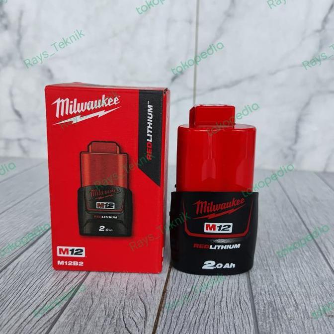 BATERAI MILWAUKEE M12B2 MILWAUKEE BATERAI PACK 12V 2.0AH BATERAI M12 ORIGINAL DAN TERPERCAYA
