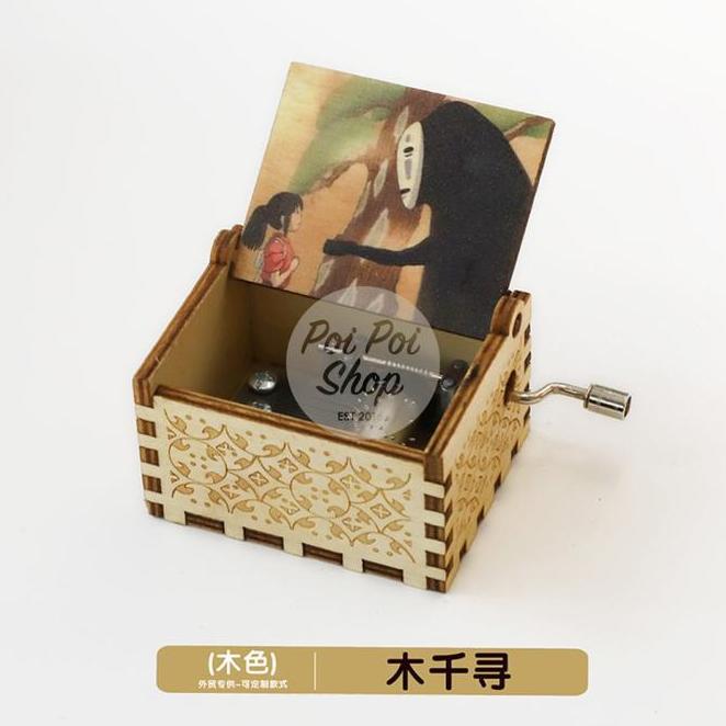 Kotak Musik Putar Kayu Ghibli Castle In The Sky Totoro Music Box Handcrank Kayu Polos Hadiah Souveni