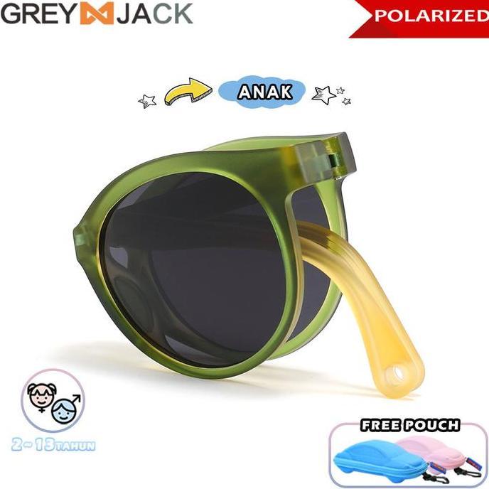 Grey Jack Kacamata Anak Hitam Sunglasses Polarized Kids Foldable 0115