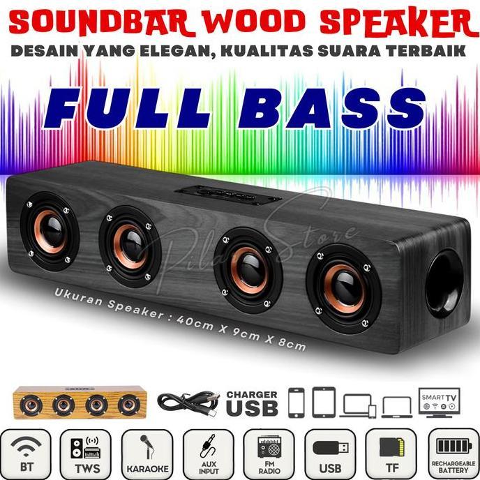 MURAH BANGET Speaker Bluetooth Full Bass SOUNDBAR BAHAN KAYU FLECO F-422BT Untuk TV-HP-Komputer-Lapt