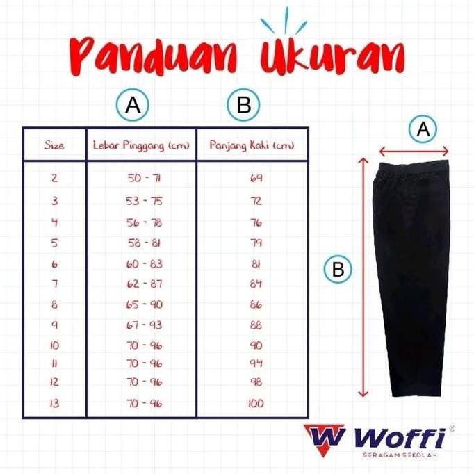 WOFFI seragam sekolah SD celana panjang merah