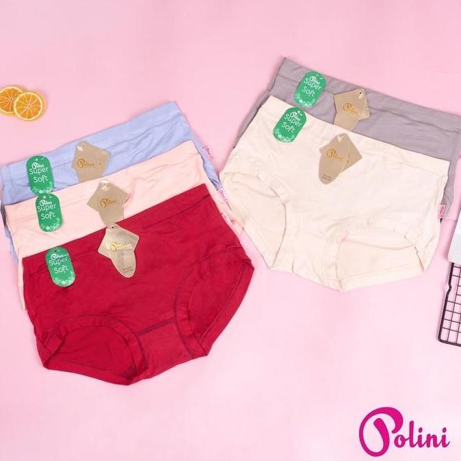 (6Pcs) Cd Perempuan Celana Dalam Wanita Cewek Polini 1236 1232 Renda Karet Besar Lebar Coolmax Lembu