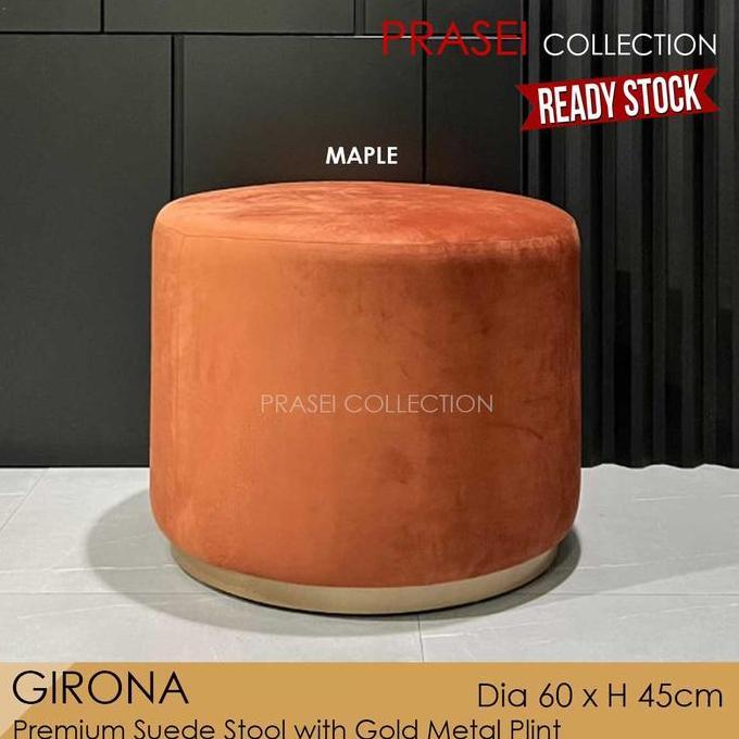 GIRONA - Premium Suede Stool Kursi Bulat Bludru Kursi rias Kursi Tamu