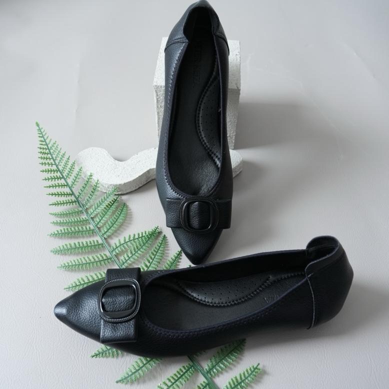 Peter Keiza Flatshoes Wanita Elegan Hitam Sepatu Teplek Kekinian Korean Style YA 05-02