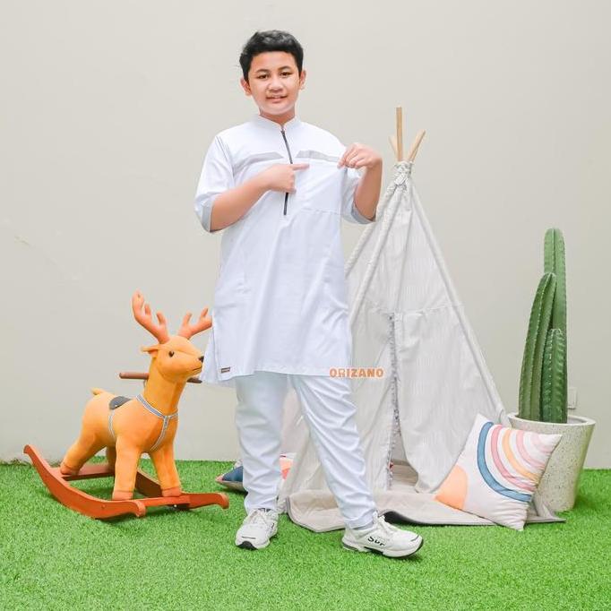 SETELAN BAJU KOKO TURKI REINO ANAK REMAJA JUMBO celana kain nyaman Katun Toyobo Kancing Kerah Muslim