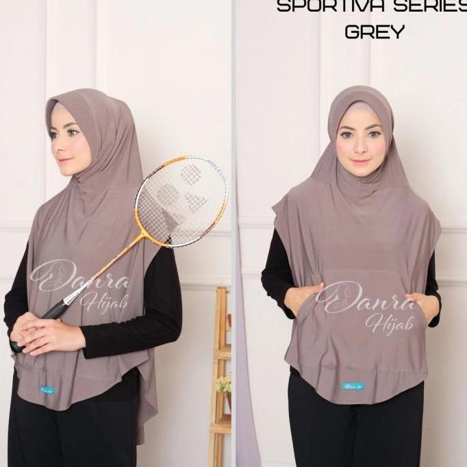 New- Hijab Sportiva Jilbab Olahraga original Danra Hijab Hitam Grey Dll