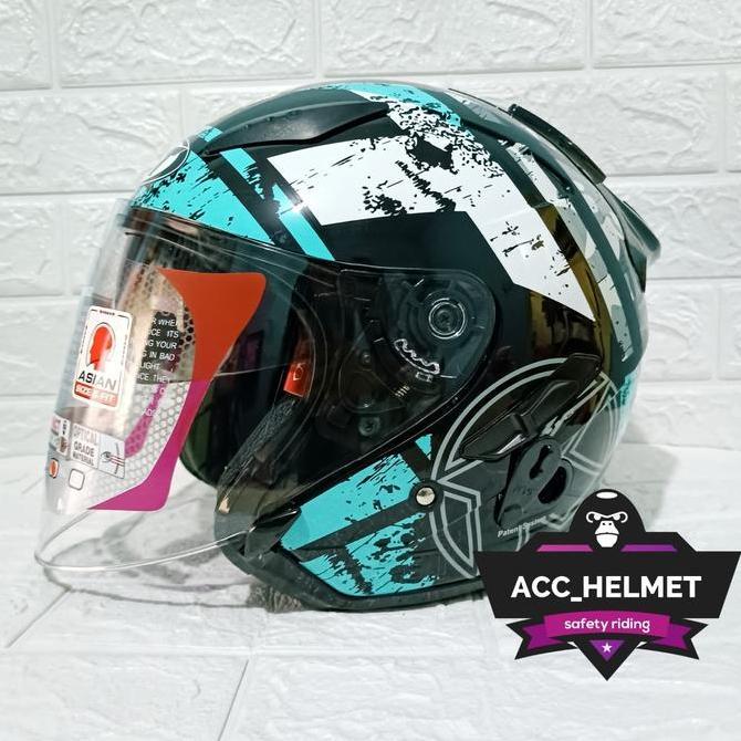 Helm Half Face Kyt Galaxy Slide Flat R Seri #5 Black Blue White Aqua