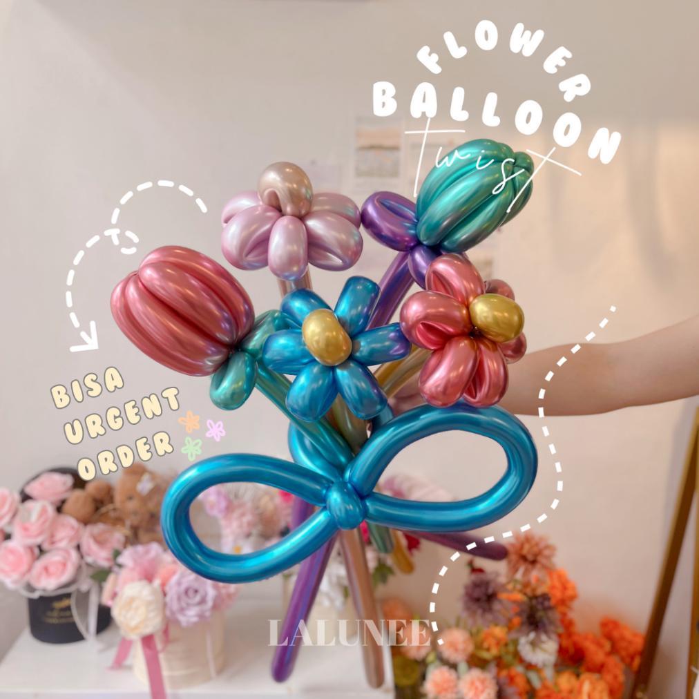 Korean Flower Balloon Twist - Buket Balon Bentuk Bunga - Buket Wisuda - Balon Ulang Tahun Termurah