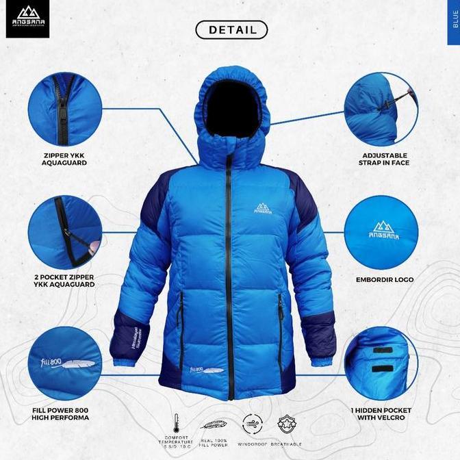 Jaket Bulu Angsa Angsana seri Himalayan Summite real 100% Goose Down