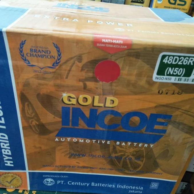 aki mobil n50 (50ah) incoe gold , untuk kijang, timor dll