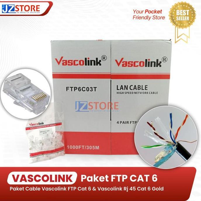 Paket Cable Vascolink FTP Cat 6 & Vascolink Rj 45 Cat 6 Gold