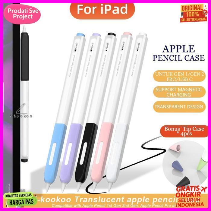 Promo I-Kookoo Apple Pencil Gen 2 Case Jelly Clear Protective Case Untuk Apple Pencil 1 & 2 Gen &App
