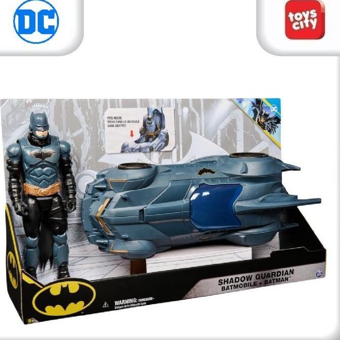 DC Comics Shadow Guardian Batmobile + Batman Action Figure, Vehicle with Hood for Opening, Movable 3