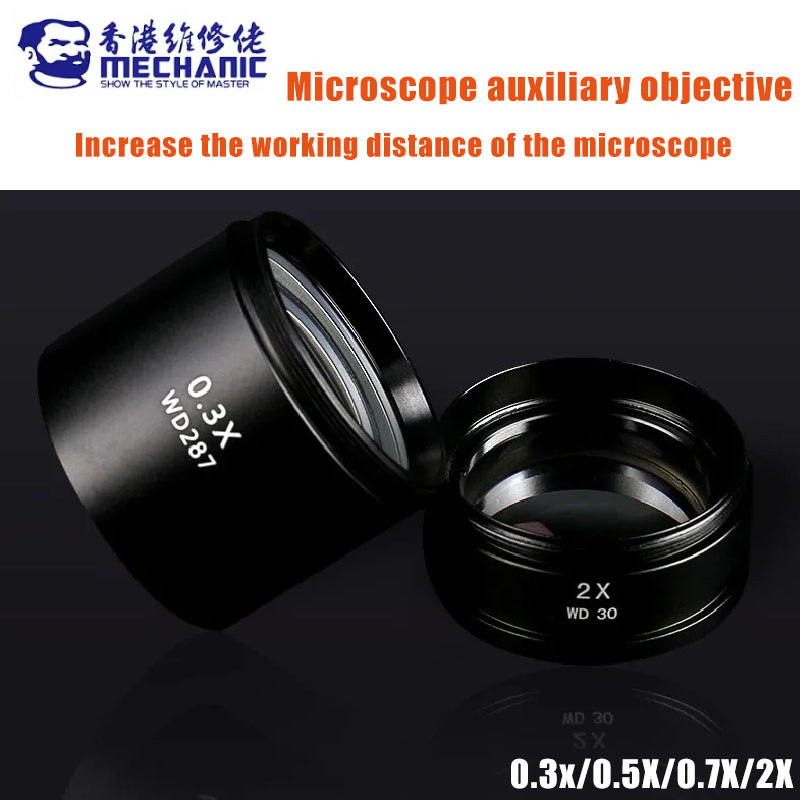 MEKANIK 0.3X 0.5X 0.7X 2X Lensa Objektif Tambahan 48mm Lensa Barlow Thread, Widefield untuk Mikrosko