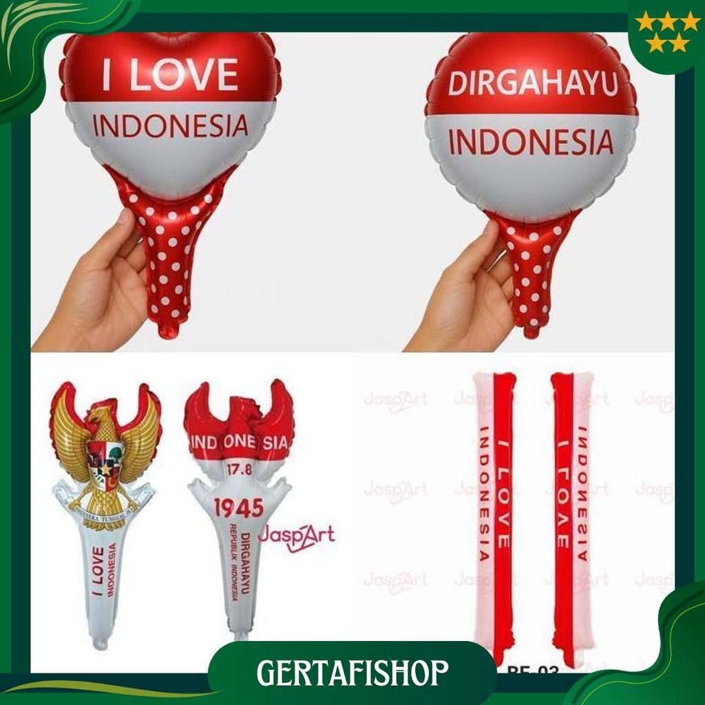 10Pcs Balon Pentungan Foil Hut Ri - Balon Tepuk Pentungan Dirgahayu Indonesia 17 Agustus Ori