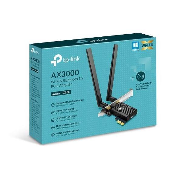 TP-LINK Archer TX55E AX3000 Wi-Fi 6 Bluetooth 5.2 PCIe Adapter TPLink