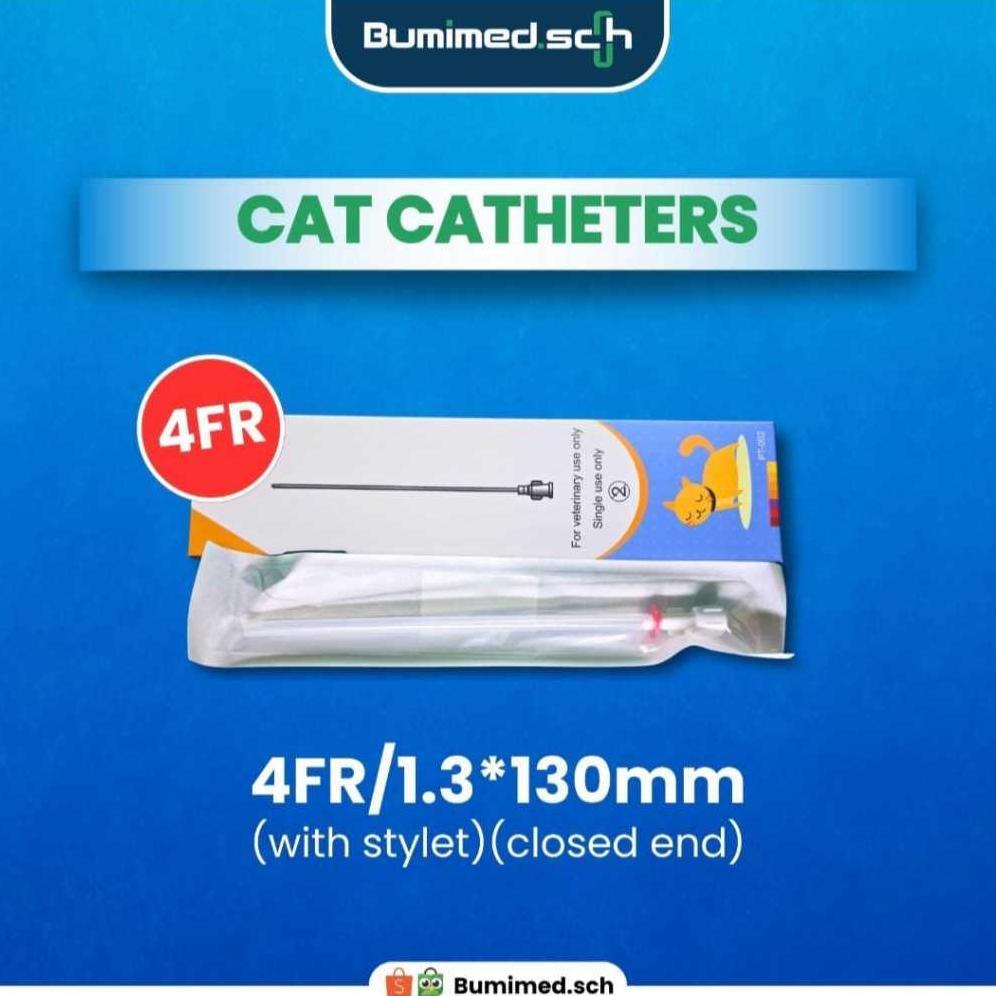 Kateter Kucing | Cat Catheter | Kateter Urin Kucing | 4FR & 3FR (With Stylet) (Close End)