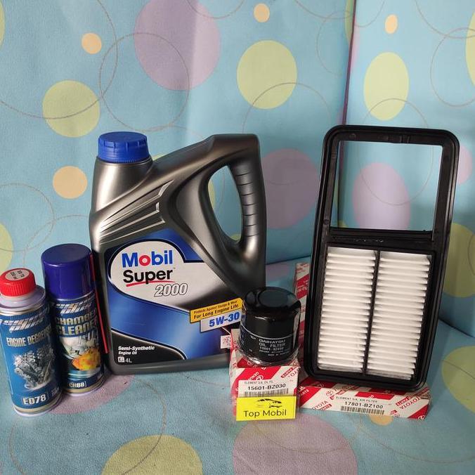 CHALK Paket service oli Mobil Super 2000 5W-30 Agya Ayla 1200cc (5)