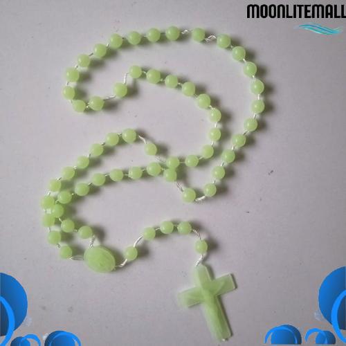 Ready Kalung Rosario Fosfor Katolik Bulat 8 Mm Menyala Dalam Gelap Aksesoris Souvenir Benda Rohani M