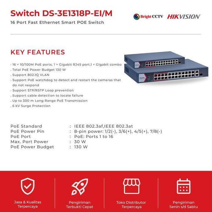 DS-3E1318P-EI/M - HIKVISION SMART POE SWITCH 16 PORT POE 2 UPLINK