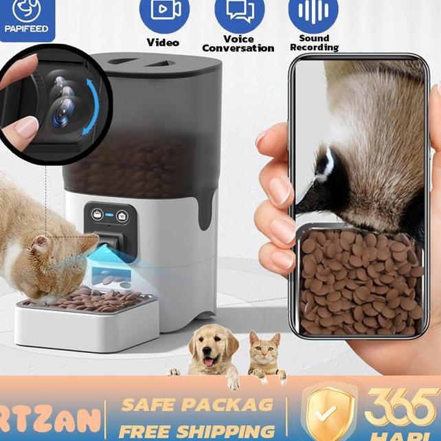 6L Kamera Smart Pet Feeder Mesin Pemberi Makan Otomatis Untuk Peliharaan Anjing Dan Kucing Interakti