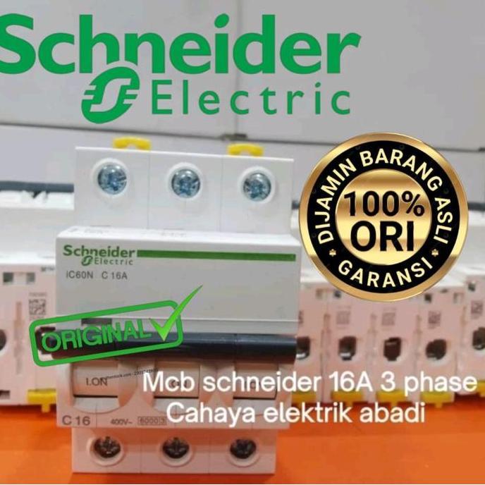 Promo MCB 3phase Schneider 3p 16a Acti9 ic60n A9F74316 mcb schneider 16 ampere mcb schneider 3phase 