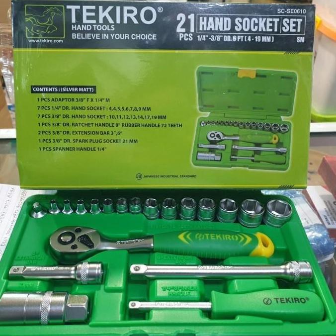 KUNCI SOK SET TEKIRO 21 PCS SOCKET WRENCH 1/4 - 3/8 TEKIRO 21PCS