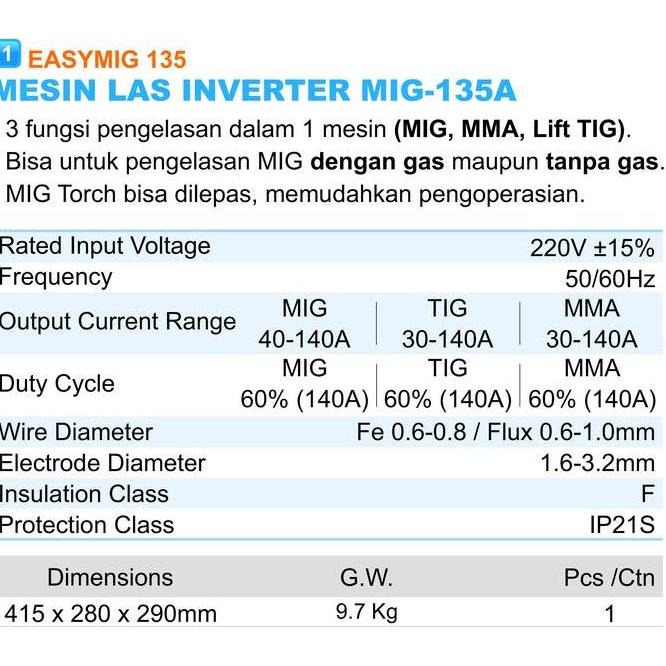 Ramco Mesin Las Inverter Mma Easymig 135A