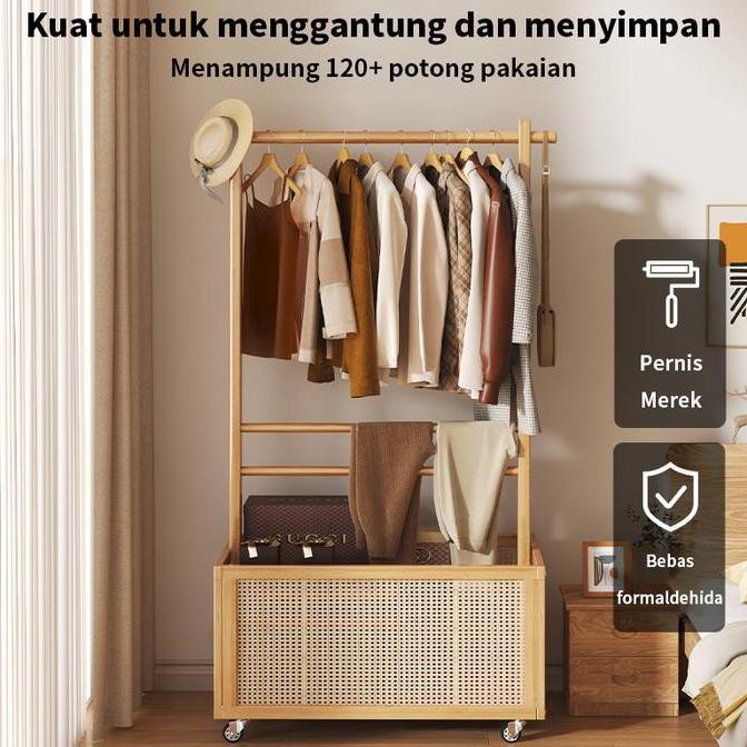 GENIVALEZZ - ETIFE RAK GANTUNGAN BAJU KAYU STAND HANGER MINIMALIS