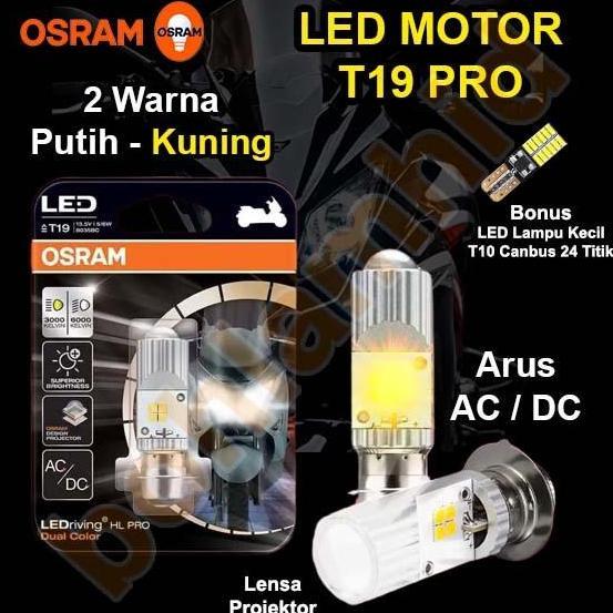 LED Motor HAYATE OSRAM T19 PRO 2Warna Putih Kuning H6 M5 T19