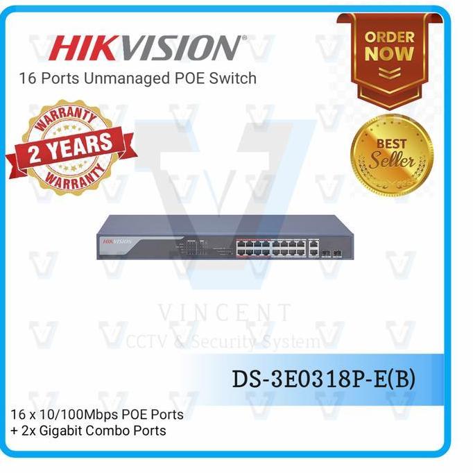 Switch POE 16 Port Hikvision DS-3E0318P-E