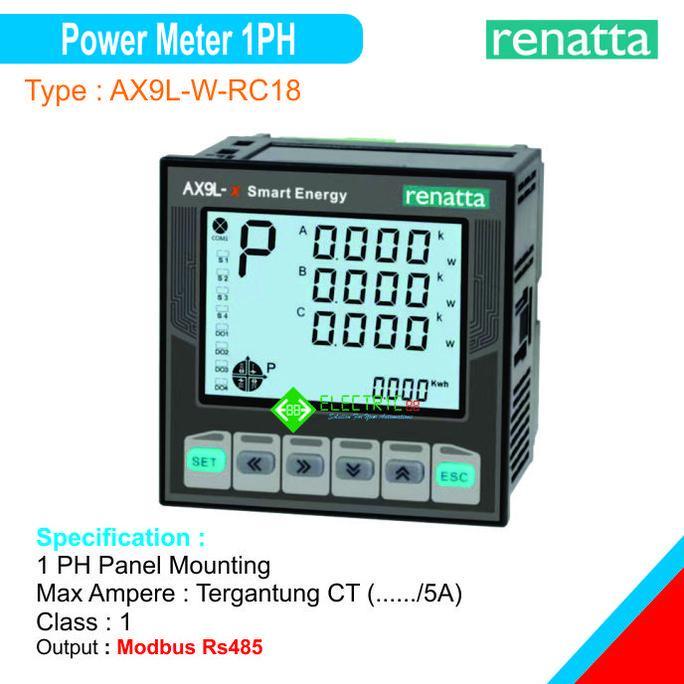 Power Meter KWH 1 Phase Modbus Rs485 Renatta