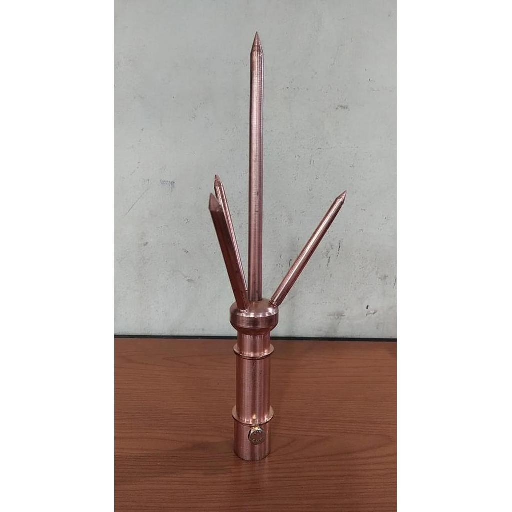 Penangkal Petir Trisula tembaga kuningan 3/4 Tombak Anti Petir