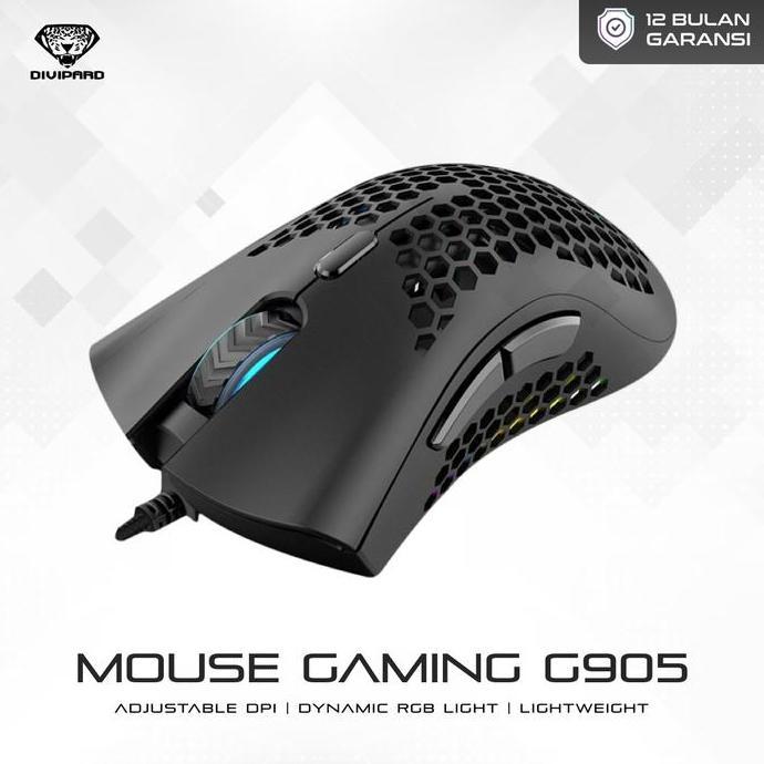 Mouse Gaming Kabel Divipard G905 Honey Comb RGB LED Light Premium Design Sarang Lebah
