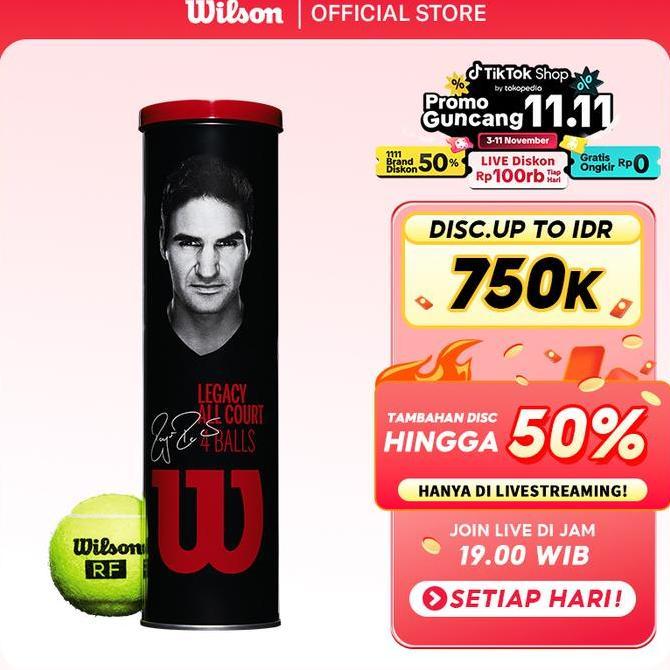 [BUY 1 GET 3 CANS] Wilson RF Roger Federer Legacy Tennis Ball Bola Tenis 4-Ball Metal Can Tennis Bal