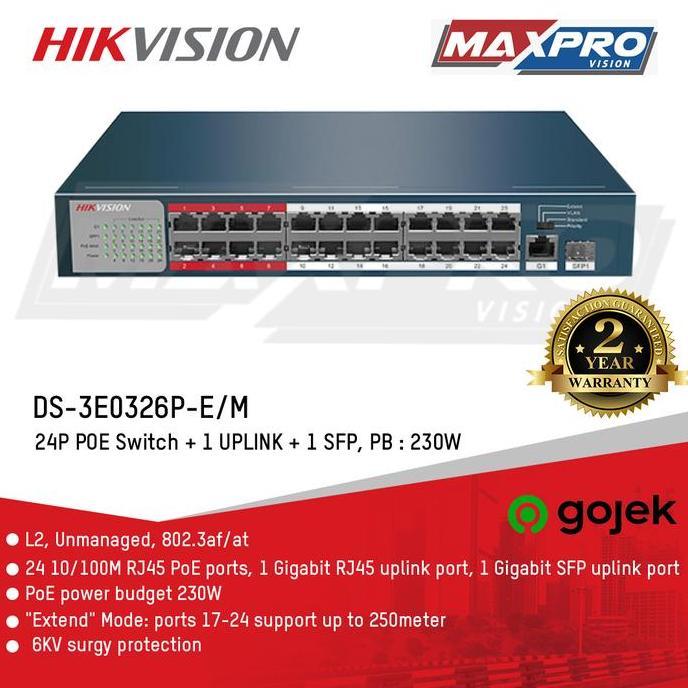 SWITCH POE HIKVISION DS-3E0326P-E/M